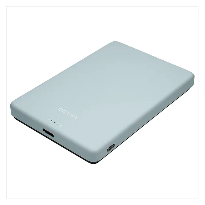 Type-C 1ポート 薄型マグネット付ワイヤレスモバイルバッテリー 5000mAh calon スモーキーブルー RLI050WCC15W01SBL