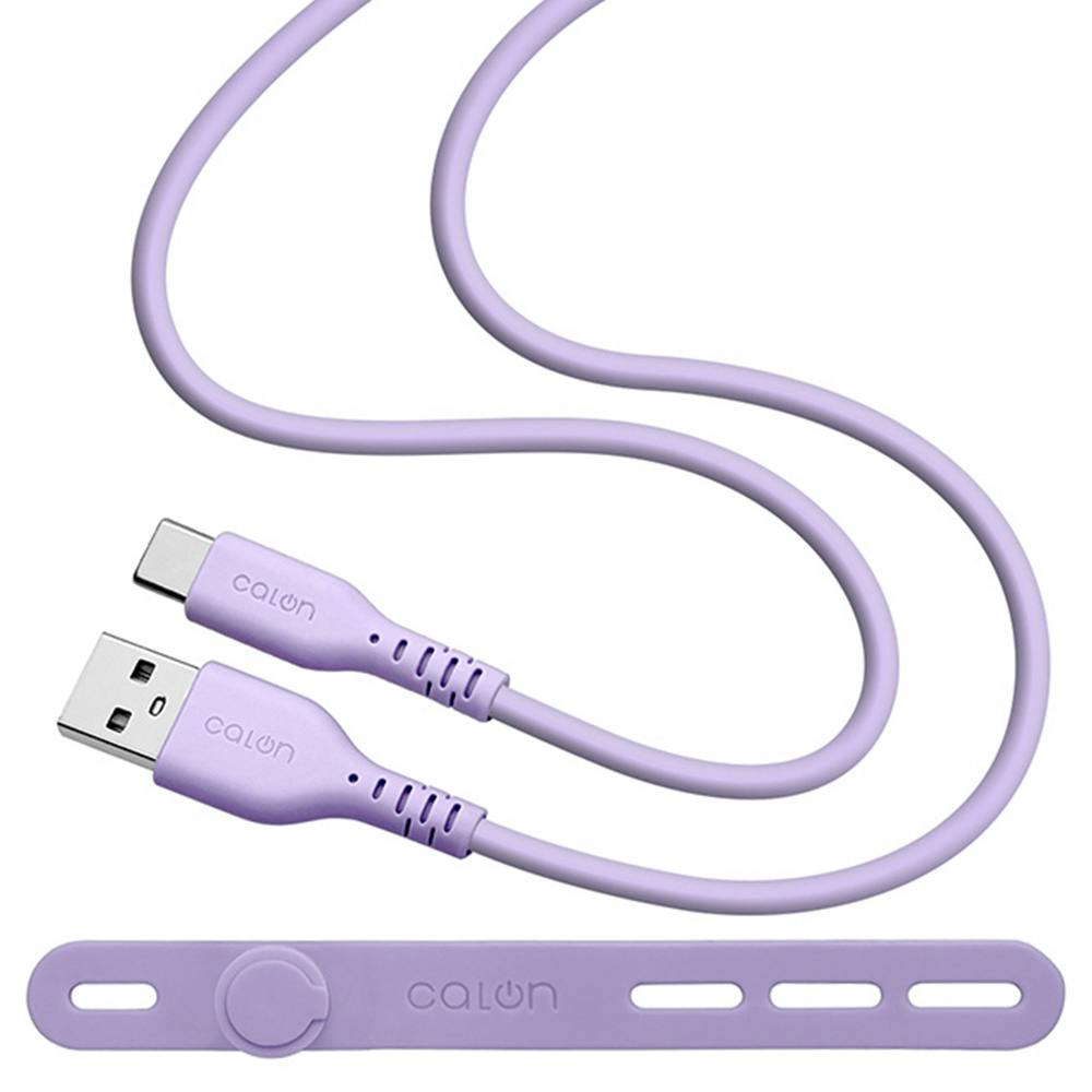 ラスタバナナ calon USB-A to Type-C 柔らかシリコンケーブル 1.0m ライトパープル