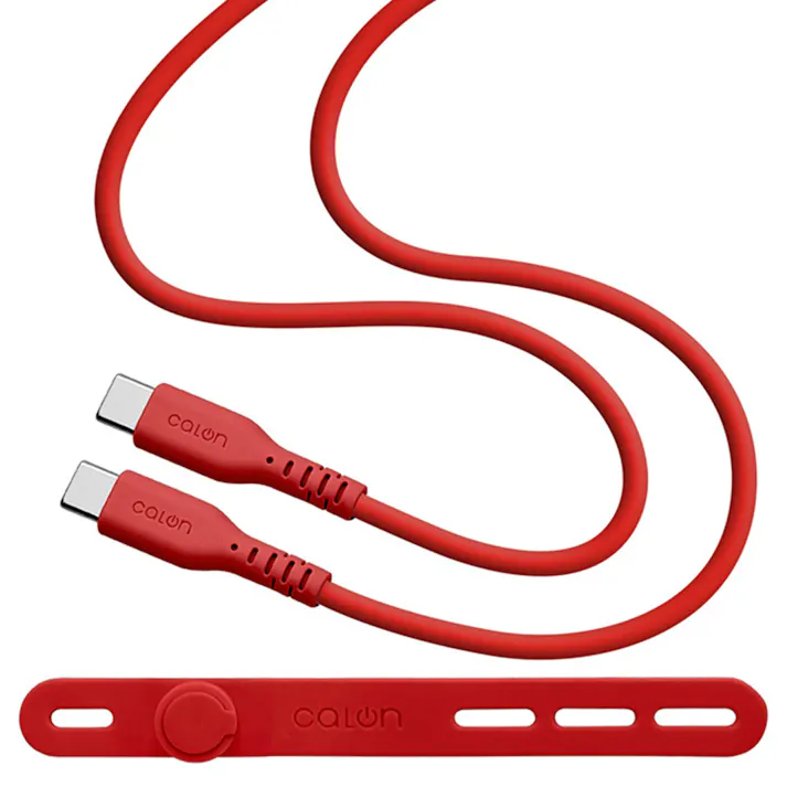 ラスタバナナ calon Type-C to Type-C 柔らかシリコンケーブル 1.0m ウォームレッド