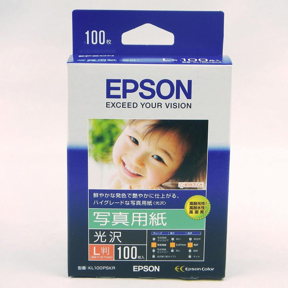 （まとめ） エプソン EPSON 写真用紙〔光沢〕 L判 KL100PSKR 1箱（100枚） 〔×4セット〕 - 1