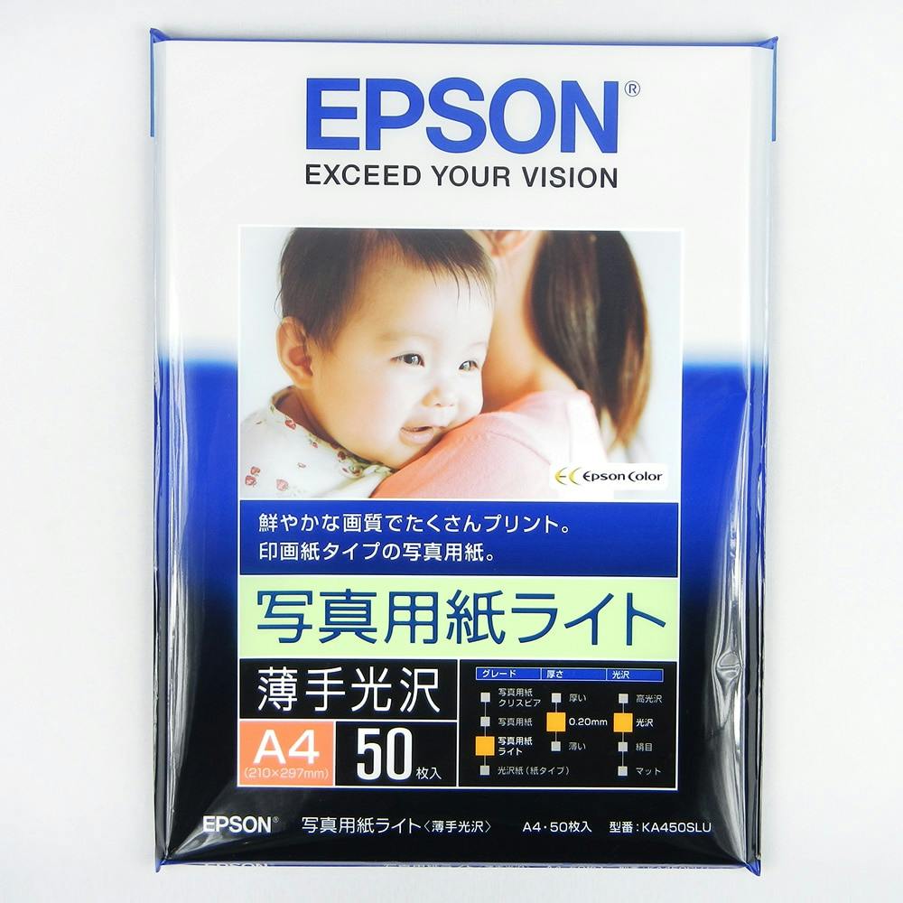 安心発送】 エプソン EPSON 写真用紙ライト 薄手光沢 A4 50枚 KA450SLU discoversvg.com