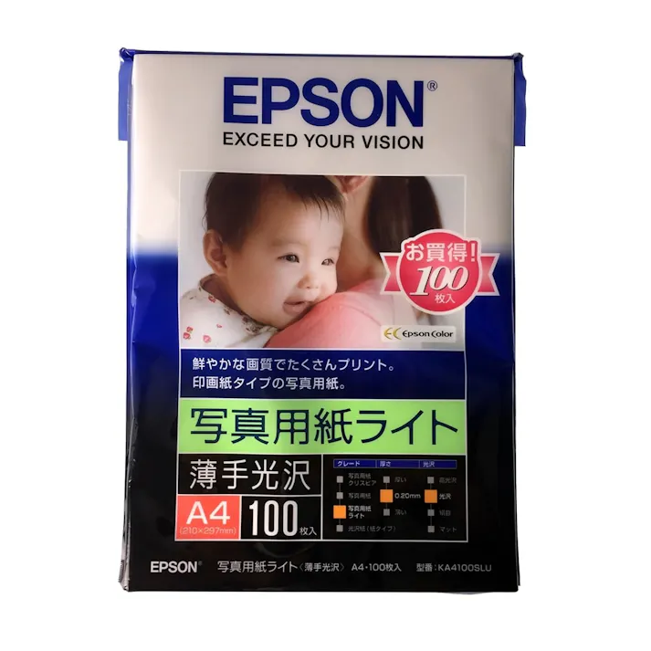 エプソン 写真用紙ライト薄手光沢 A4 100枚 KA4100SLU