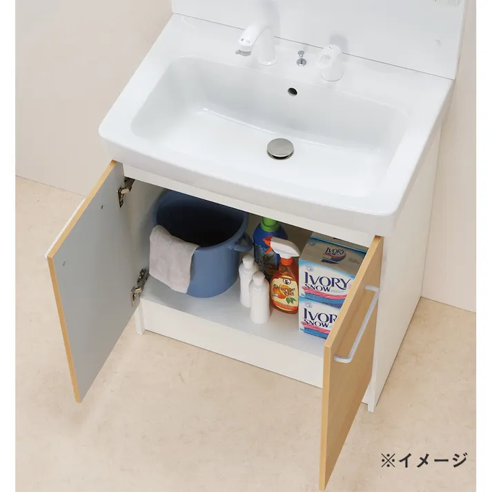 洗面化粧台 D7シリーズ 幅75cm 両開きタイプ シングルレバー洗髪シャワー水栓 一般地用(販売終了)