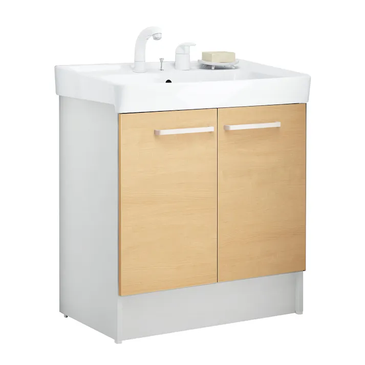 洗面化粧台 D7シリーズ 幅75cm 両開きタイプ シングルレバー洗髪シャワー水栓 一般地用(販売終了)