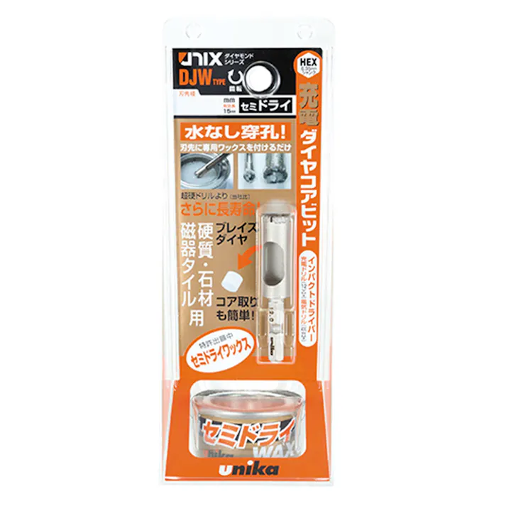 ユニカ 充電ダイヤコアビット セミドライ DJW10.0mm×60S DJW10.0X60S