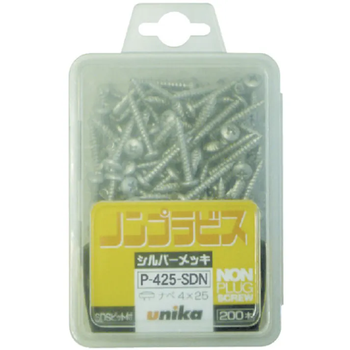 【CAINZ-DASH】ユニカ プラグレスアンカー ノンプラビス シルバー 座付ナベ頭 Bドリルナシ PW-432SDN (125本) PW-432-SDN【別送品】