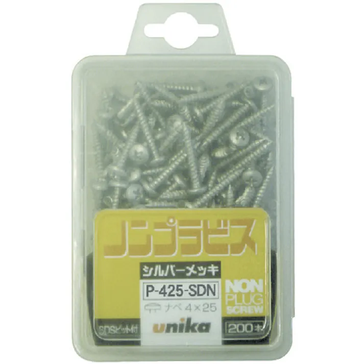 【CAINZ-DASH】ユニカ プラグレスアンカー ノンプラビス シルバー 座付ナベ頭 Bドリルナシ ミニパック PW-425-SMP (20本) PW-425-SMP【別送品】