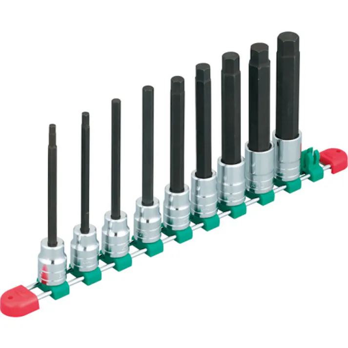 【CAINZ-DASH】京都機械工具 12.7sq.ロングヘキサゴンビットソケットセット(9コ組) ロングタイプ インチ TBT4L09BH【別送品】