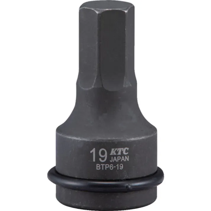 【CAINZ-DASH】京都機械工具 19.0sq. インパクトレンチ用ヘキサゴンレンチ 対辺寸法19mm 全長75mm BTP6-19P【別送品】