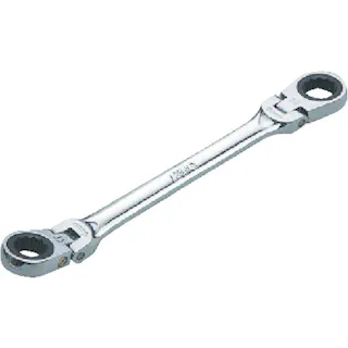 【CAINZ-DASH】京都機械工具 ラチェットめがねレンチ(両頭型首振りタイプ) 対辺寸法11×13mm 全長185mm MR1-1113F【別送品】