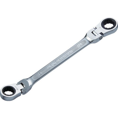 京都機械工具 ラチェットめがねレンチ(両頭型首振りタイプ) 対辺寸法12×14mm 全長199mm MR1A-1214F ラチェットめがねレンチ 京都機械工具 ラチェットめがねレンチ(両頭型首振りタイプ) 対辺寸法12×14mm 全長199mm MR1A-1214F ラチェットめがねレンチ