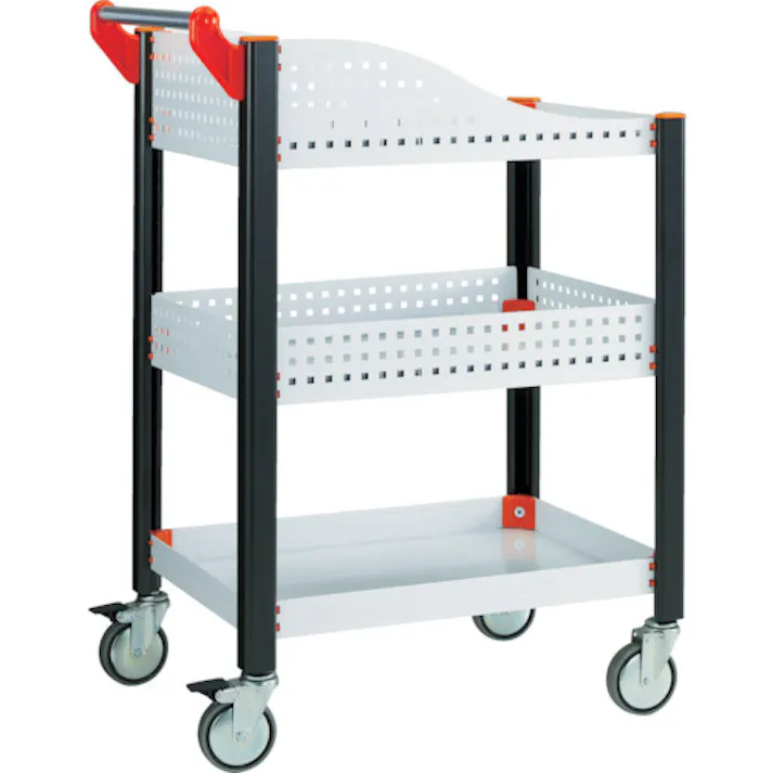 【CAINZ-DASH】トラスコ中山 カスタムワゴン ホワイト633X470 浅棚1枚・深型パンチ棚板付 TAC-648W【別送品】