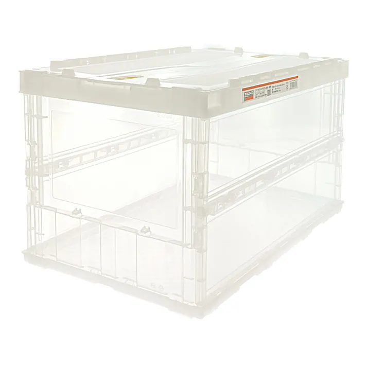 TRUSCO オリコン 薄型折りたたみコンテナ スケルコン 白透明 ロックフタ付 50L