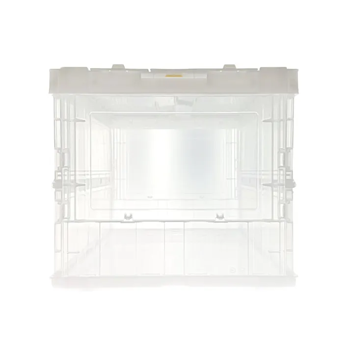 TRUSCO オリコン 薄型折りたたみコンテナ スケルコン 白透明 ロックフタ付 50L