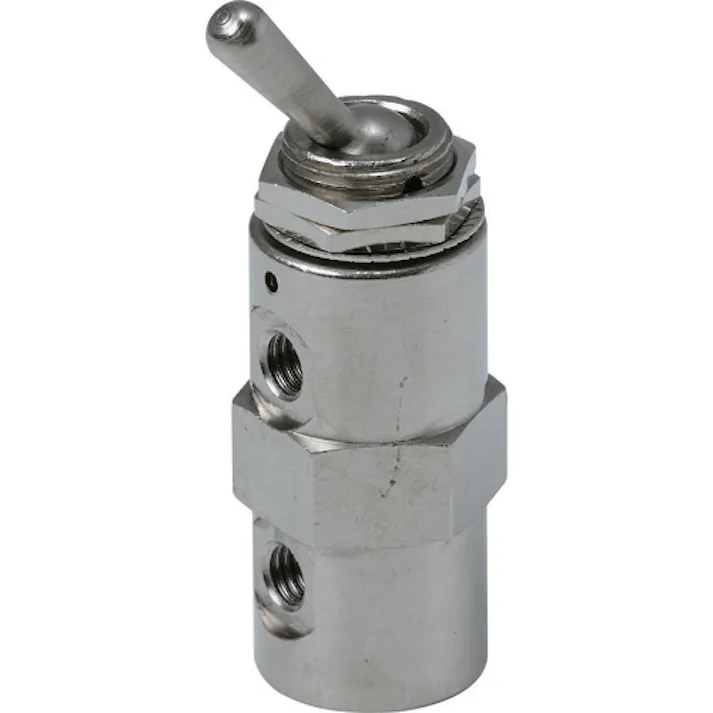 【CAINZ-DASH】トラスコ中山 4方向小型切替バルブ 4ポート M5 トグルレバータイプ TSV-41T-M5【別送品】