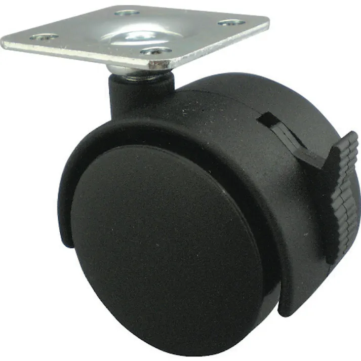 【CAINZ-DASH】トラスコ中山 プレート式双輪キャスター ナイロン車輪 自在ストッパー付 Φ40 TPWS-40【別送品】