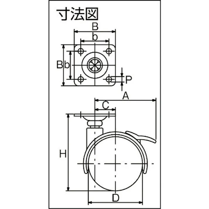 【CAINZ-DASH】トラスコ中山 プレート式双輪キャスター ナイロン車輪 自在ストッパー付 Φ40 TPWS-40【別送品】