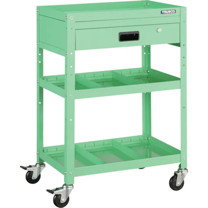【CAINZ-DASH】トラスコ中山 ツールワゴン ラビットワゴン 600X400 引出1段 仕切2段付 ヤンググリーン RBW-963S2V YG【別送品】