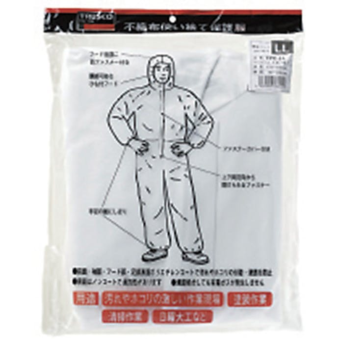 【CAINZ-DASH】トラスコ中山 不織布使い捨て保護服フード付ジャンバー　３Ｌサイズ TPC-F-3L【別送品】