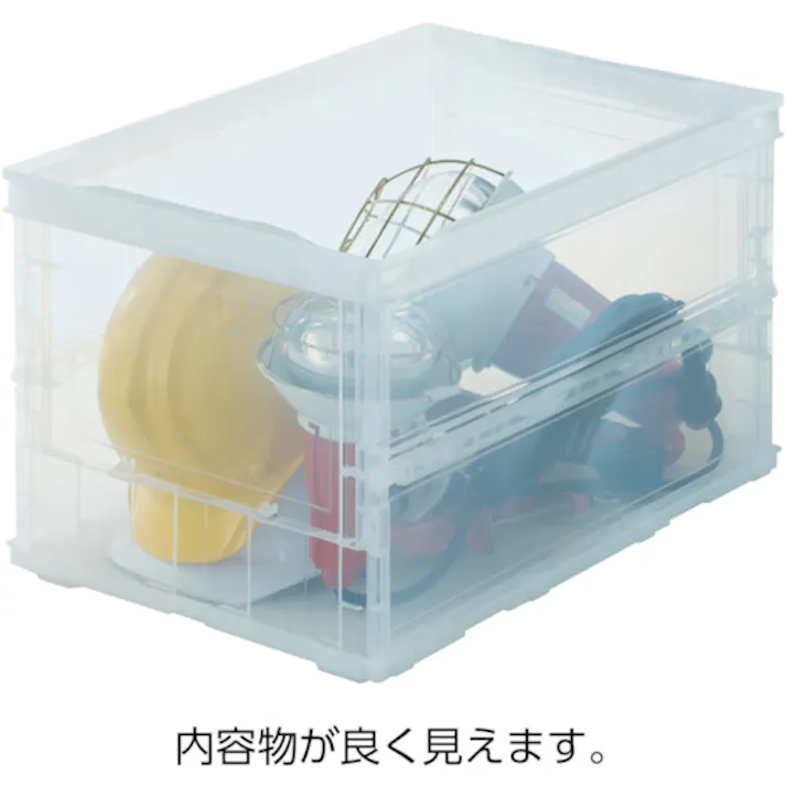 【CAINZ-DASH】トラスコ中山 オリコン α折りたたみコンテナ スケルコン 20L 透明レッド TR-S20R【別送品】