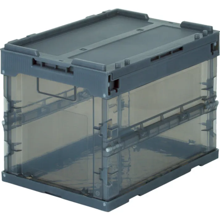 【CAINZ-DASH】トラスコ中山 オリコン α折りたたみコンテナ スケルコン 20L(蓋付) 透明ブラック TR-SC20【別送品】