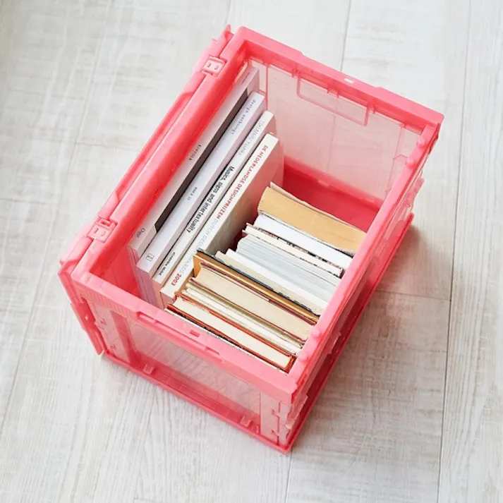 【CAINZ-DASH】トラスコ中山 オリコン α折りたたみコンテナ スケルコン 20L(蓋付) 透明オレンジ TR-SC20【別送品】