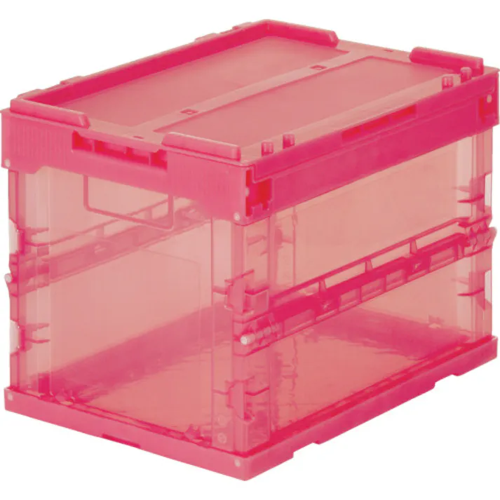 【CAINZ-DASH】トラスコ中山 オリコン α折りたたみコンテナ スケルコン 20L(蓋付) 透明レッド TR-SC20【別送品】