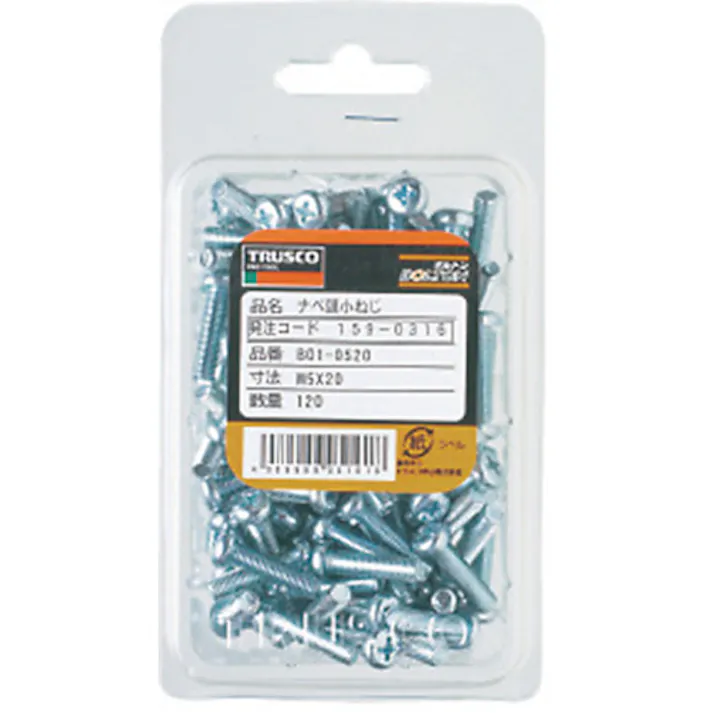 【CAINZ-DASH】トラスコ中山 ナベ頭小ねじ ユニクロ 全ネジ M8×20 33本入 B01-0820【別送品】