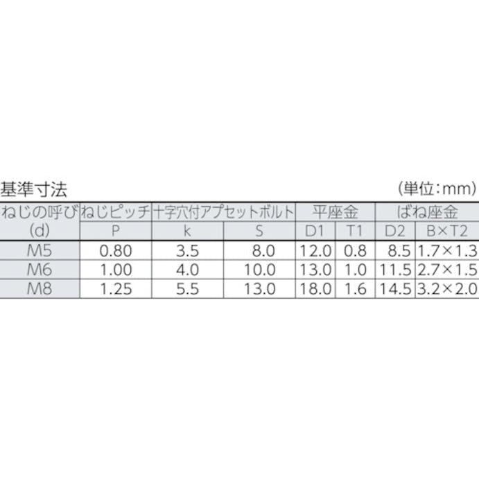 【CAINZ-DASH】トラスコ中山 十字穴付アプセット組込　Ｐ＝３　クロメート　Ｍ６×１０　６０本入　／（＋）アプセットボルト　ばね座金＋ＪＩＳワッシャー付き B68-0610【別送品】