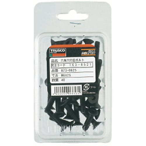 CAINZ-DASH】トラスコ中山 六角穴付皿ボルト 黒染め 全ネジ M6×18