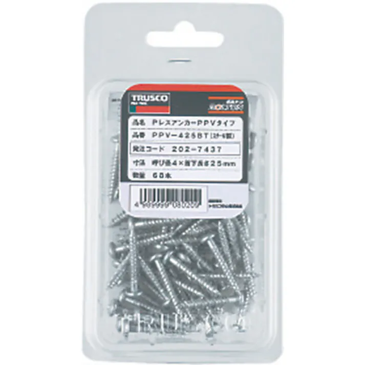 【CAINZ-DASH】トラスコ中山 Pレスアンカー サラ頭 スチール 6X100 3本入 (コンクリート・ブロック・木材用/ねじ固定式 ) PFV-610BT【別送品】