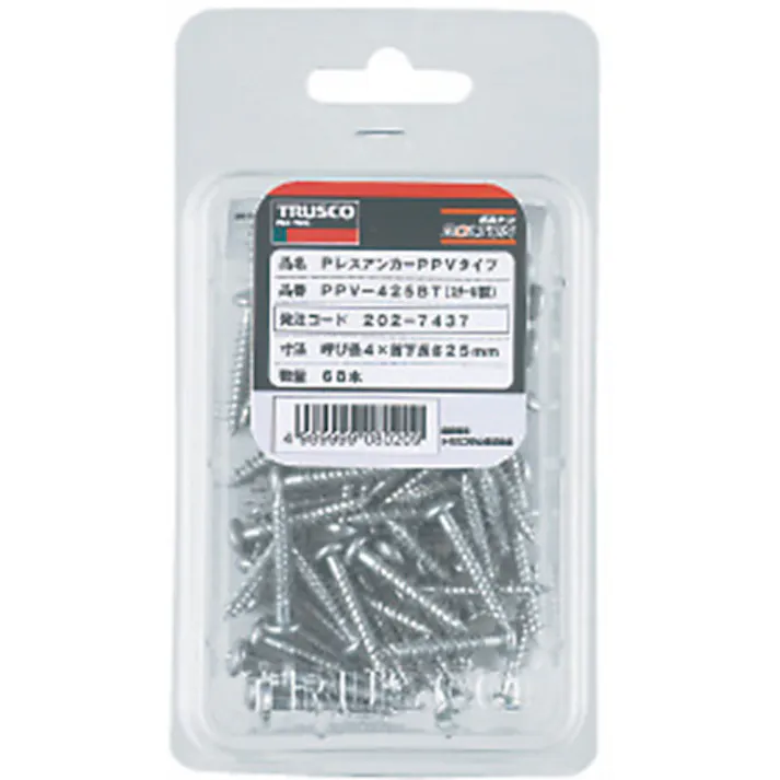 【CAINZ-DASH】トラスコ中山 Pレスアンカー 六角頭 スチール 6X45 10本入 (コンクリート・ブロック・木材用/ねじ固定式 ) PHV-645BT【別送品】