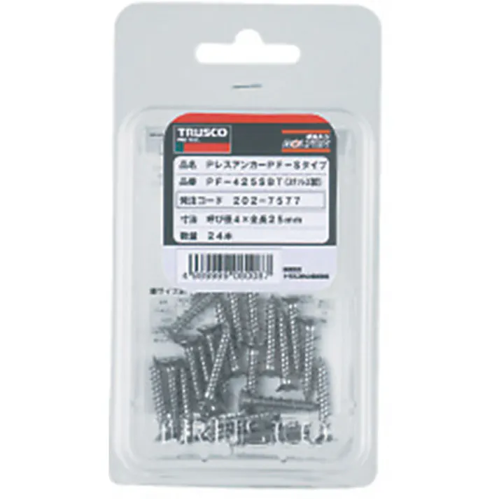 【CAINZ-DASH】トラスコ中山 Pレスアンカー サラ頭 ステンレス 4X32 18本入 (コンクリート・ブロック・木材用/ねじ固定式 ) PF-432SBT【別送品】