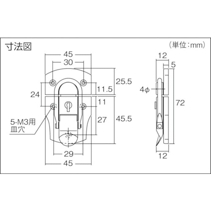 【CAINZ-DASH】トラスコ中山 パッチン錠　鍵付タイプ・スチール製　（２個入） L-12【別送品】