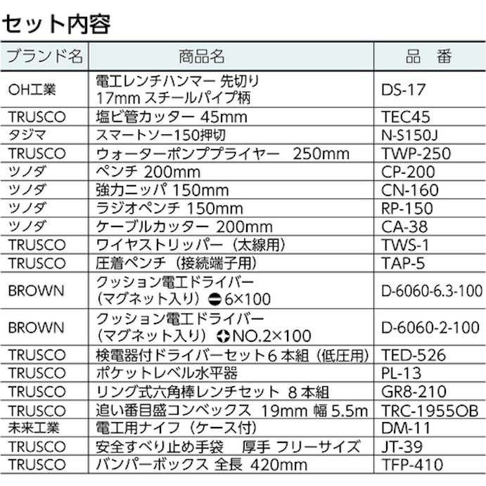 【CAINZ-DASH】トラスコ中山 電設工具セット　１９点セット TR-D18【別送品】