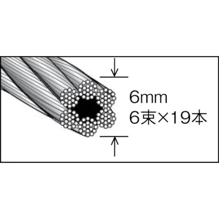 【CAINZ-DASH】トラスコ中山 メッキ付ワイヤーロープ Φ6mmX10m CWM-6S10【別送品】