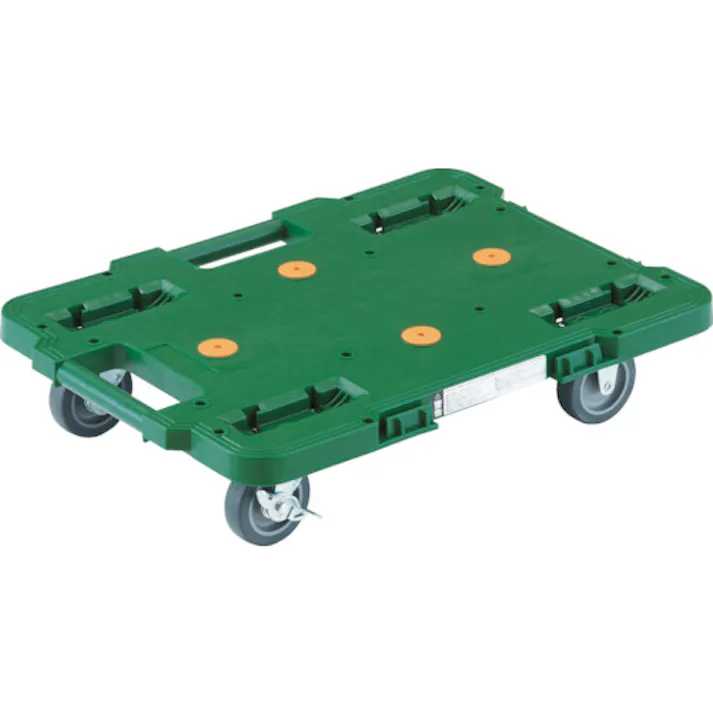 【CAINZ-DASH】トラスコ中山 樹脂製平台車 ルートバン 370X500 ストッパー付 緑 MPB-500S-GN【別送品】