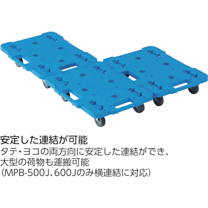 【CAINZ-DASH】トラスコ中山 樹脂製平台車 ルートバン 400X600 4輪自在 ストッパー付 青 MPB-600JS-B【別送品】