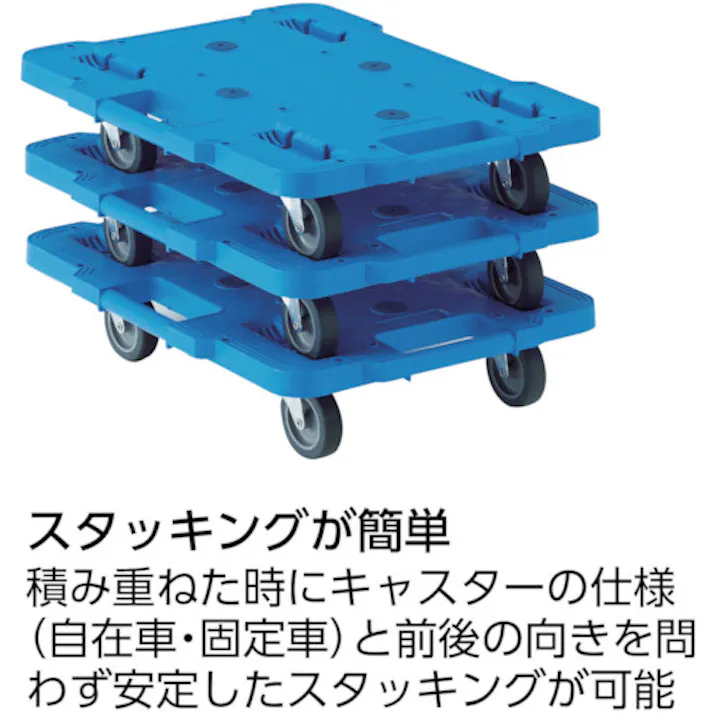 【CAINZ-DASH】トラスコ中山 樹脂製平台車 ルートバン 400X600 4輪自在 ストッパー付 青 MPB-600JS-B【別送品】