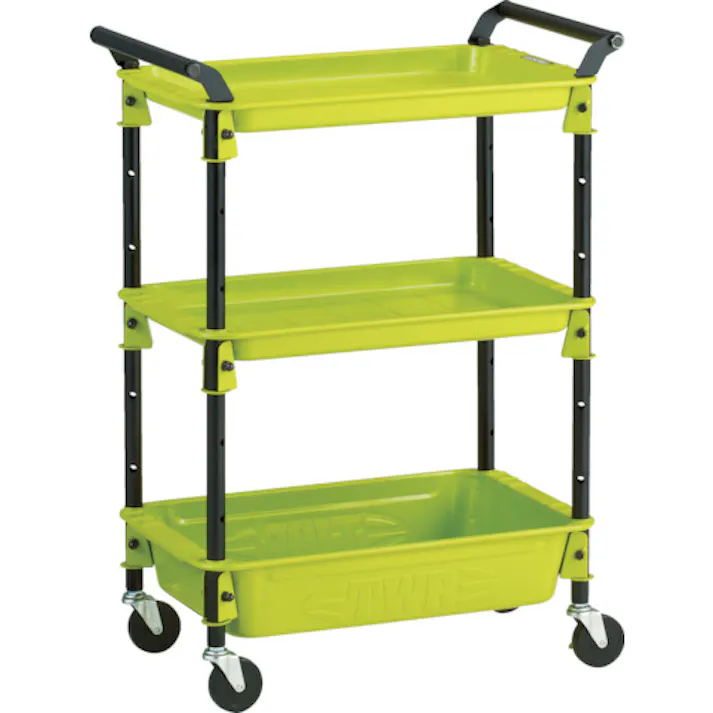 【CAINZ-DASH】トラスコ中山 ツールワゴンロイヤル654×361×887深1浅2 黄緑 TWR-221-GR【別送品】