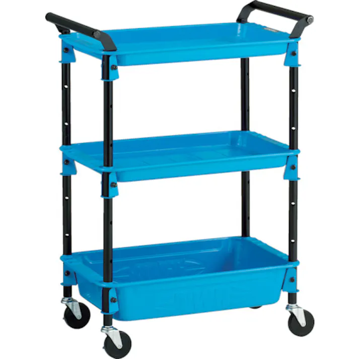 【CAINZ-DASH】トラスコ中山 ツールワゴンロイヤル654×361×887深1浅2 スカイ TWR-221-SB【別送品】