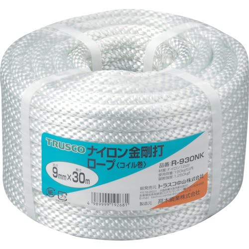 トラスコ中山 ナイロンロープ 金剛打 線径9mmX長さ30m R-930NK ロープ(ナイロン) トラスコ中山 ナイロンロープ 金剛打 線径9mmX長さ30m R-930NK ロープ(ナイロン)