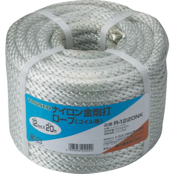 【CAINZ-DASH】トラスコ中山 ナイロンロープ 金剛打 線径12mmX20m R-1220NK【別送品】