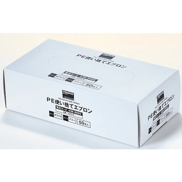 【CAINZ-DASH】トラスコ中山 ポリエチレン使い捨てエプロン サイズフリー ホワイト (50枚入) TAPE-W【別送品】