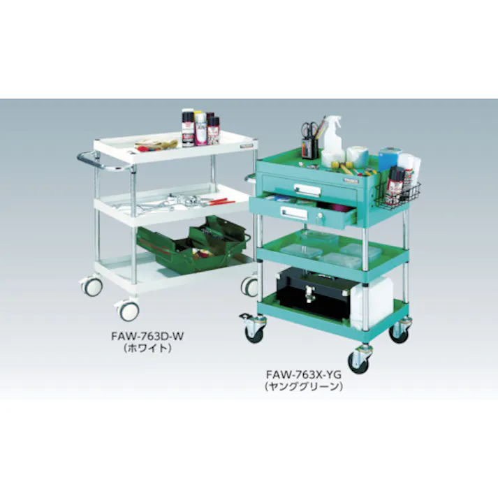 【CAINZ-DASH】トラスコ中山 ツールワゴン ファルコンワゴン 900×600 ウレタン車輪 ホワイト FAW-993U-W【別送品】