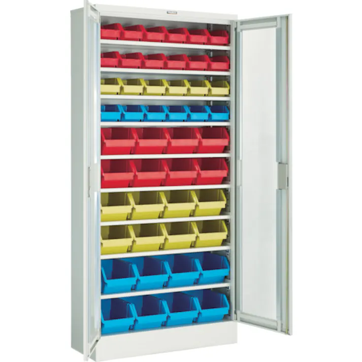 【CAINZ-DASH】トラスコ中山 コンテナラックケース バンラックケース M型 両開き扉 コンテナ入 H1790 T609M-A【別送品】