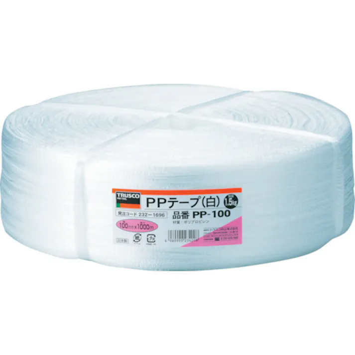 【CAINZ-DASH】トラスコ中山 PPテープ 幅100mmX長さ1000m 白 PP-100【別送品】