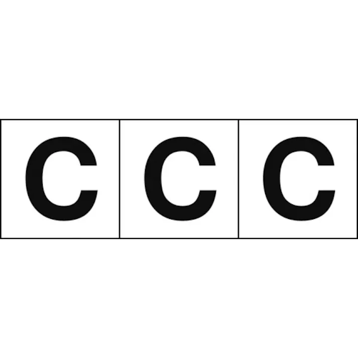 【CAINZ-DASH】トラスコ中山 アルファベットステッカー 30×30 「C」 白地/黒文字 3枚入 TSN-30-C【別送品】