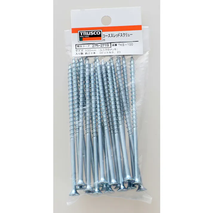 【CAINZ-DASH】トラスコ中山 コーススレッドスクリュー ラッパ頭 ユニクロ M4.5X100 20本入 半ネジ TKS-100【別送品】