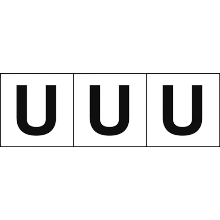 【CAINZ-DASH】トラスコ中山 アルファベットステッカー 50×50 「U」 白地/黒文字 3枚入 TSN-50-U【別送品】